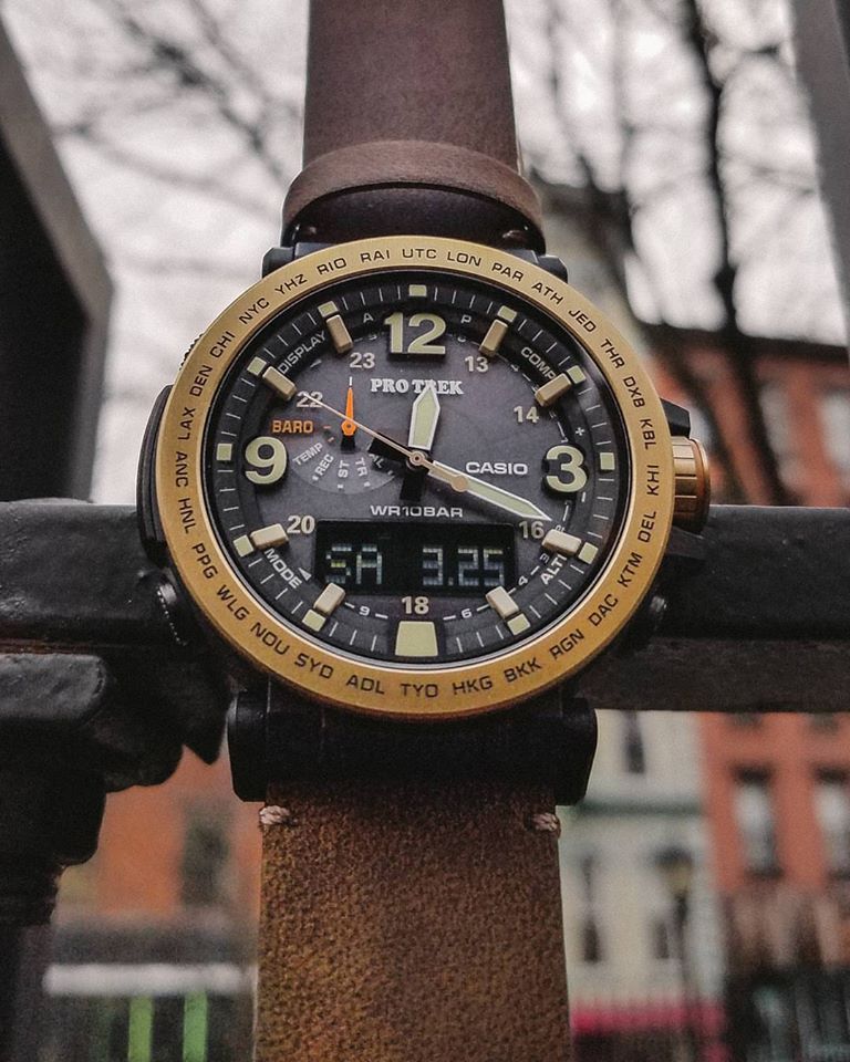 ProTrek PRG-600YL with brown leather band